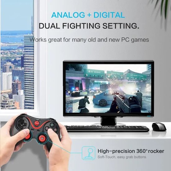 Bluetooth Game Controller – Draadloze Gamepad met Telefoonhouder – Geschikt voor PS3 Android PC Laptop TV Box – Rood-Ilumina Benelux