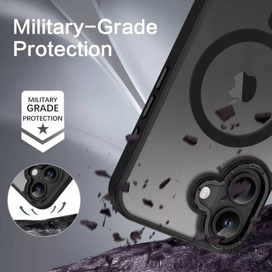 iPhone 16 Plus Hoesjes – Matte Backcover MagSafe – Schokbestendig – Zwart-Ilumina Benelux