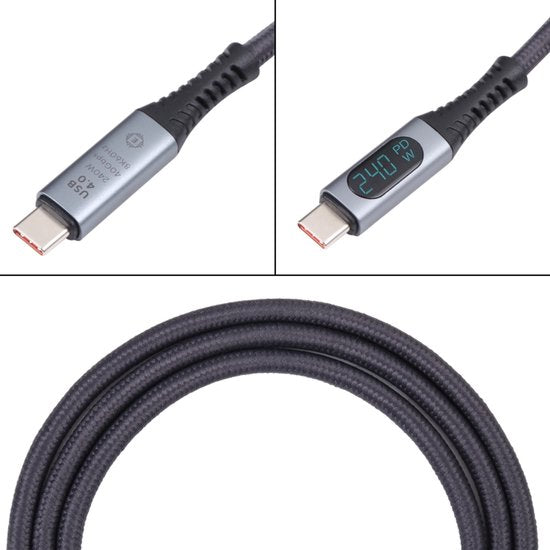 USB-C kabel – Thunderbolt 4 – 40 Gbps – 240W – 8K – 1 Meter – Zwart-USB-Kabels-Ilumina Benelux