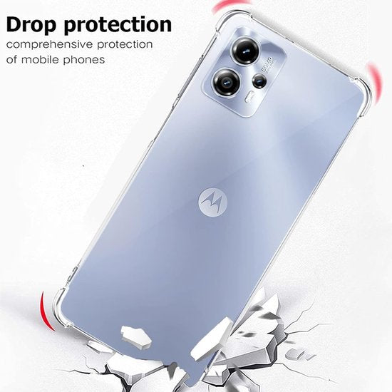 Motorola Moto G13/G23/G53 Hoesjes – Siliconen Backcover – Schokbestendig Anti-Shock – Transparant – 2x Screenprotector-Ilumina Benelux