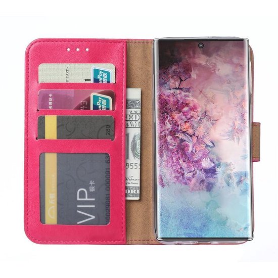 Samsung Galaxy Note 10 Plus Hoesjes – Portemonnee Hoes – Pasjeshouder – 2x Gehard Glas Screenprotector – Roze
