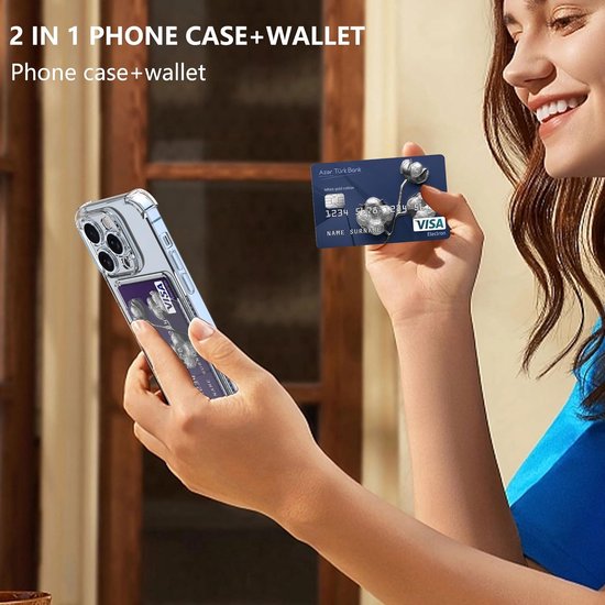 iPhone 15 Hoesjes – Schokbestendige TPU Backcover – Pasjeshouder – Transparant-Ilumina Benelux