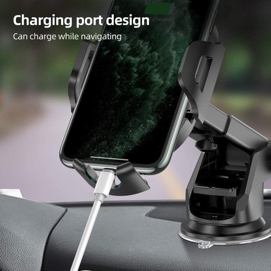 Telefoonhouder auto – Zuignap Dashboard – Klemhouder – 360° Draaibaar – Geschikt voor iPhone Samsung Huawei – Zwart-Ilumina Benelux