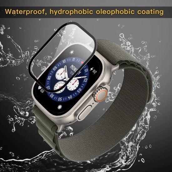 Screenprotector – Geschikt voor Apple Watch Ultra 49 mm – Gehard Glas – 3D Volledige Dekking – 9H – 2 Stuks – Transparant-Smartwatchscreenprotector-Ilumina Benelux