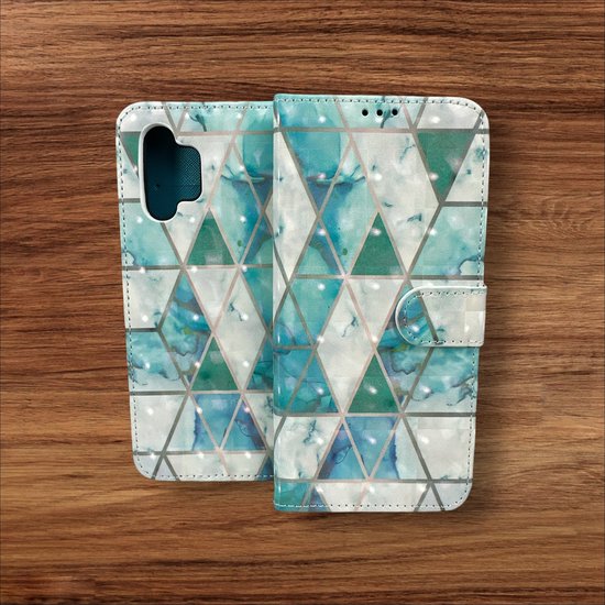 Samsung Galaxy A13 Hoesjes – Portemonnee Book Case – Pasjeshouder – Marmer Print – Zwart/Wit-Ilumina Benelux