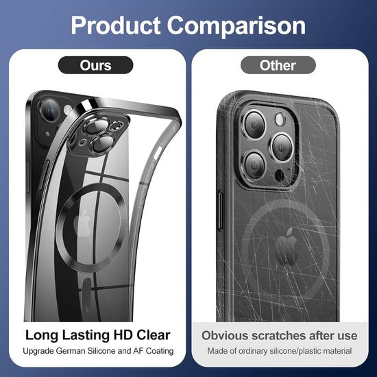 iPhone 14 Hoesjes – Magnetische Clear Siliconen Backcover – Camera Lens Protector – MagSafe – Zwart-Ilumina Benelux