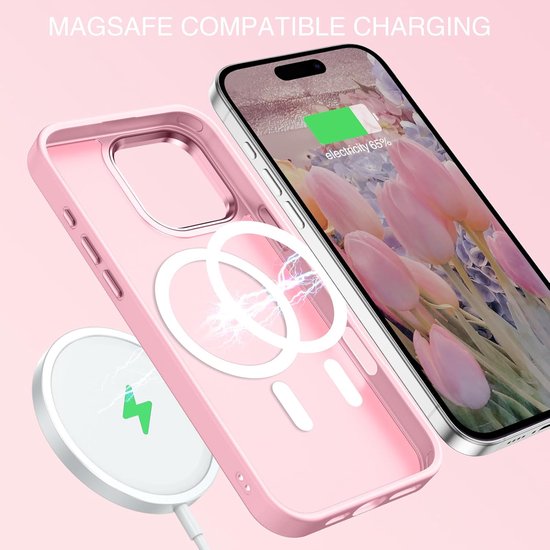 iPhone 15 Pro Max Hoesjes – Matte Backcover MagSafe Compatibel – Schokbestendig – Roze-Ilumina Benelux
