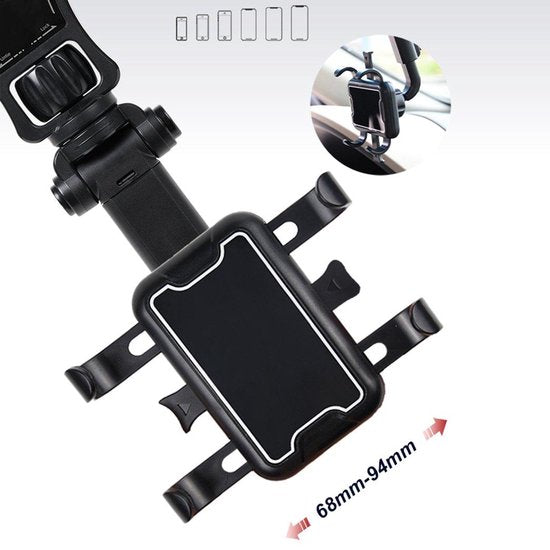 Telefoonhouder auto – 360° draaibaar – Verstelbaar – Voor hoofdsteun & achteruitkijkspiegel – Zwart-Ilumina Benelux