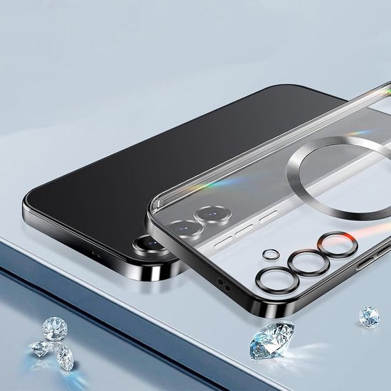 Samsung Galaxy S23 Hoesjes – Magsafe Compatible Backcover – Ingebouwde Camera Lens Protector – Zilver