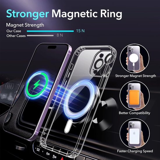iPhone 13 Pro Hoesjes – MagSafe Compatibel – Magnetische Backcover – Camera Lens Protector – Schokbestendig – Zwart-Ilumina Benelux