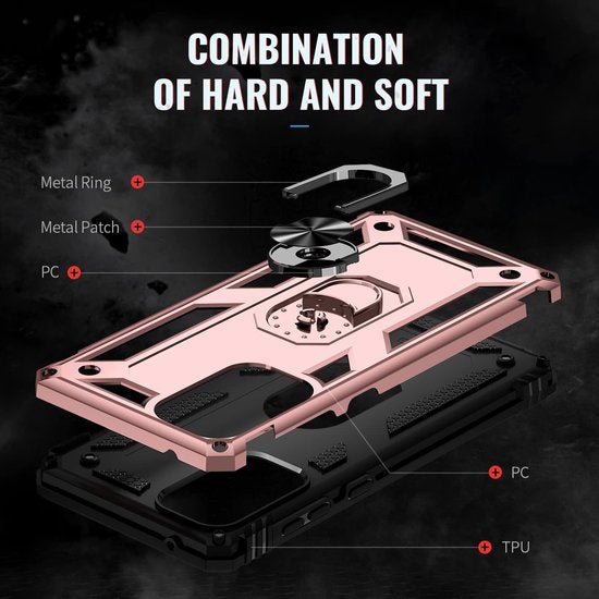 Samsung Galaxy A73 5G Hoesjes – Anti-Shock Hybride Ring Armor Backcover – Schokbestendig – Roségoud-Ilumina Benelux