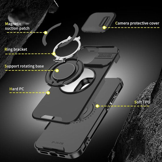 iPhone 13 Hoesjes – Hybrid Backcover met MagSafe – Ingebouwde Camera Cover – Armor Tough – Oranje-Ilumina Benelux
