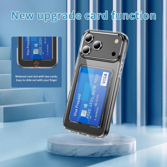 iPhone 17 Pro Max Hoesjes – Schokbestendig TPU Backcover – Transparant – Pasjeshouder – Inclusief 2x Screenprotector-Ilumina Benelux