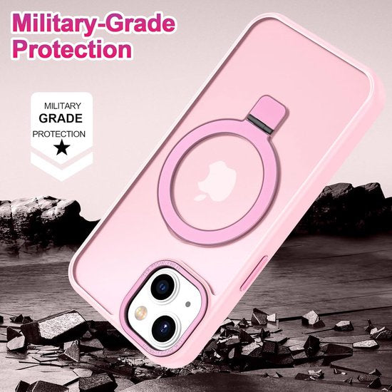 iPhone 15 Plus Hoesjes – MagSafe Backcover met Standaard – Schokbestendig – Roze-Ilumina Benelux