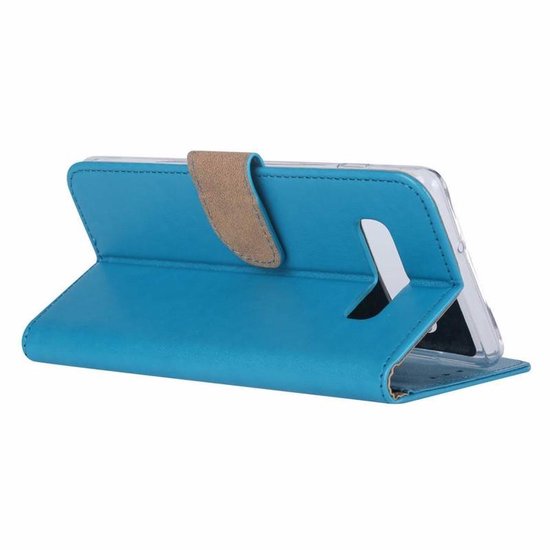 Bookcase hoesje Geschikt voor: Samsung Galaxy S10+ Portemonnee hoesje Turquoise met 2x Glas Screenprotector