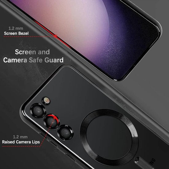 DMP Magnetisch telefoonhoesje geschikt voor Samsung Galaxy S23 - Geschikt voor MagSafe - TPU - Camerabescherming - Zwart