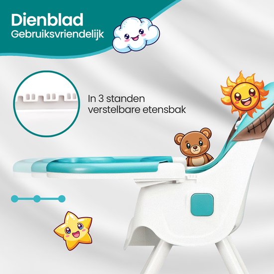Kinderstoel – Velox Goods VL-509 – Verstelbaar & Opvouwbaar – Veiligheidsgordel + Opbergmand – Speels Design-Kinderstoel-Ilumina Benelux