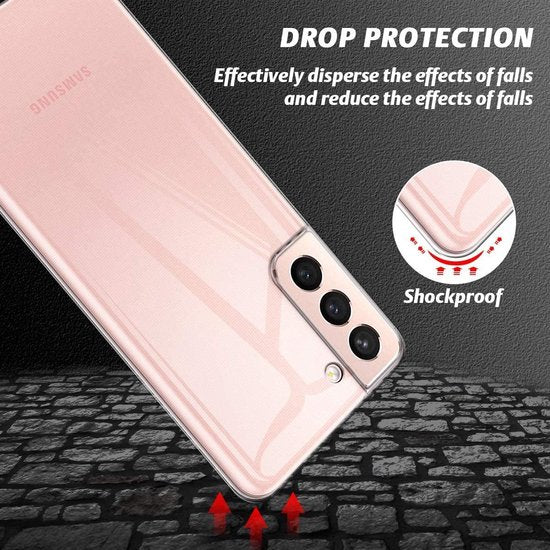 Samsung Galaxy S21 Plus Hoesjes – Transparante Siliconen Backcover – Inclusief 2x Screenprotector Gehard Glas – Anti-kras-Ilumina Benelux