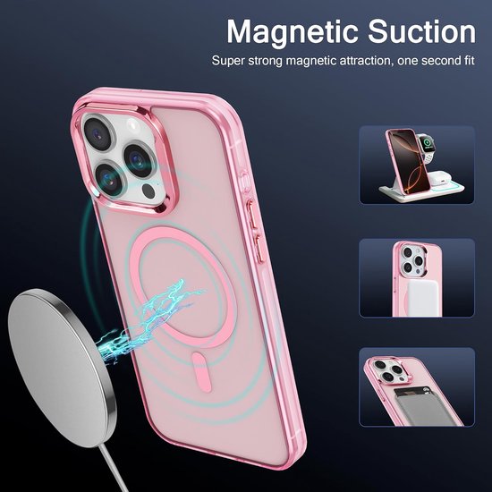 iPhone 16 Pro Hoesjes – Magnetische Backcover – MagSafe Compatibel – Slank & Schokbestendig – Roze-Ilumina Benelux