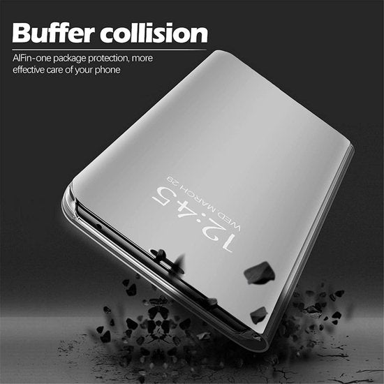 Spiegel Cover - Hoesje - Clear View Case Geschikt voor: Samsung Galaxy S21 Plus - Zilver