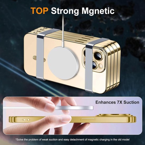 iPhone 15 Pro Hoesjes – Magnetische Clear Siliconen Backcover – Camera Lens Protector – MagSafe – Goud-Ilumina Benelux