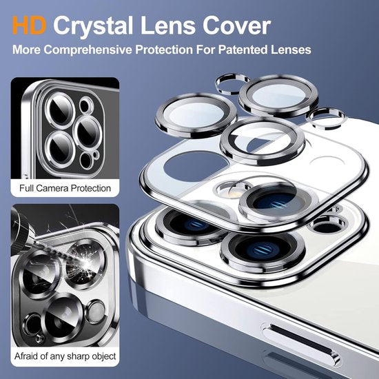 iPhone 15 Pro Hoesjes – Magnetische Clear Siliconen Backcover – Camera Lens Protector – MagSafe – Zilver-Ilumina Benelux