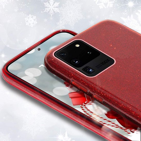 Samsung Galaxy A52/A52s Hoesjes – Siliconen TPU Backcover – Glitter BlingBling Cover – Rood-Ilumina Benelux