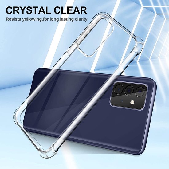 Samsung Galaxy A52/A52s Hoesjes – Schokbestendige TPU Siliconen Backcover + 2x Screenprotector Gehard Glas – Transparant-Ilumina Benelux