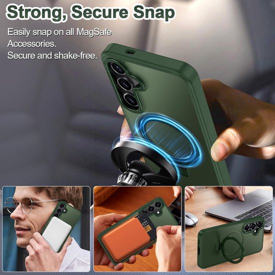 Samsung Galaxy S24 FE / S25 FE Hoesjes – MagSafe Backcover met Standaard – Schokbestendig – Groen-Ilumina Benelux