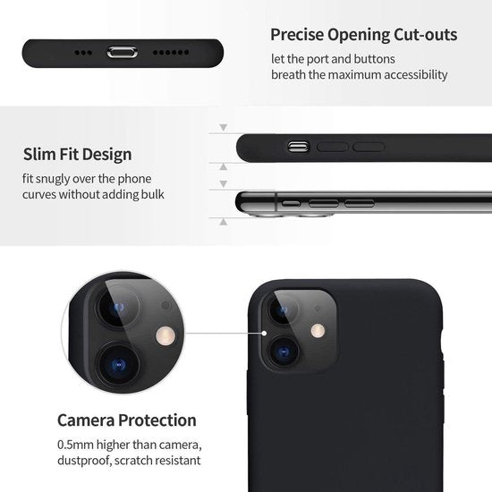iPhone 11 Pro Max Hoesjes – Soft TPU Siliconen Backcover – 2x Gehard Glas Screenprotector – Zwart-Ilumina Benelux