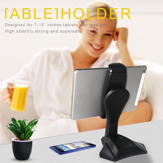 Universele 360° Tablethouder Bureau – Verstelbare Desktop Tafelstandaard – Geschikt voor iPad, Samsung, Lenovo, Xiaomi – 7 t/m 15 Inch – Antislip & Ergonomisch – Zwart