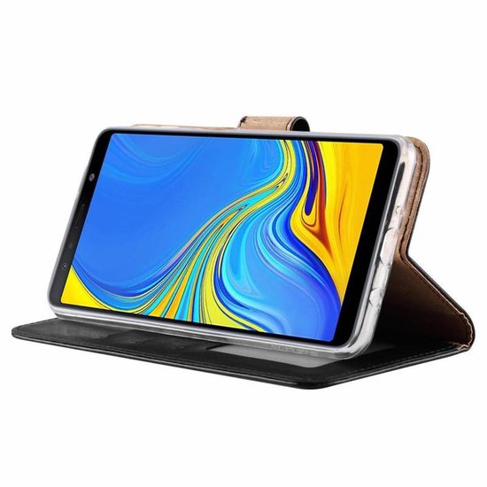Samsung Galaxy A9 2018 Hoesjes – Portemonnee Hoes – Pasjeshouder – 2x Gehard Glas Screenprotector – Zwart-Ilumina Benelux