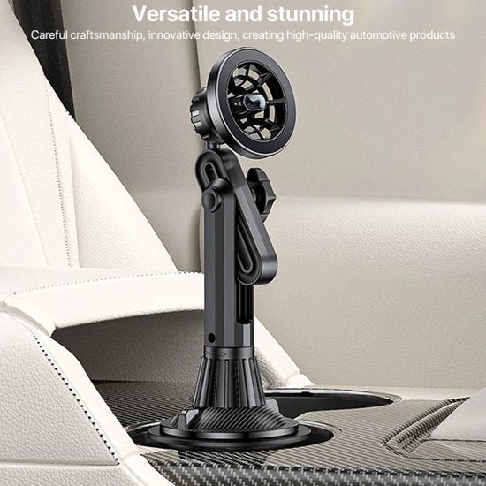 Telefoonhouder auto – Bekerhouder montage – Verstelbare lange arm met snelverlenging – Universeel MagSafe compatibel – Zwart-Ilumina Benelux