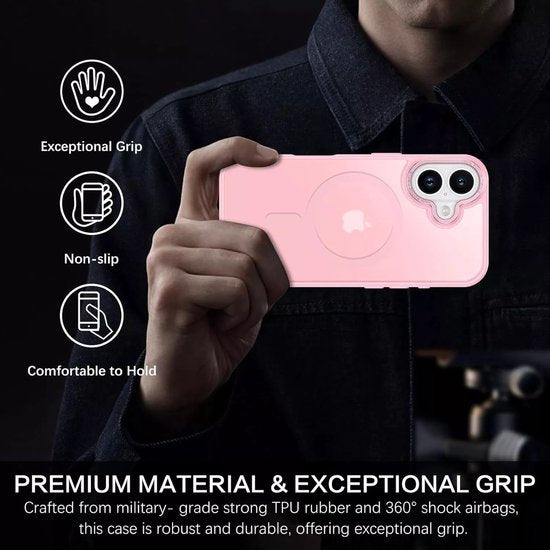 iPhone 16 Plus Hoesjes – Matte Backcover – MagSafe Compatibel – Schokbestendig – Roze-Ilumina Benelux