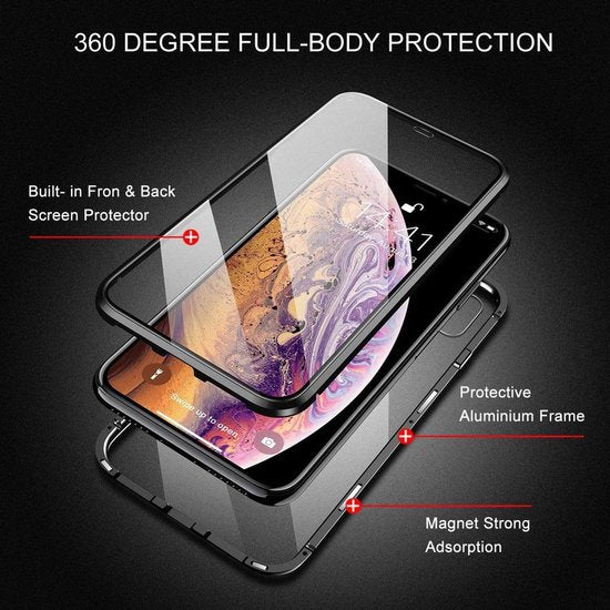 Samsung Galaxy A22 Hoesjes – Magnetische Bookcase – Volledige Bescherming – Screenprotector Voor & Achter – Zwart