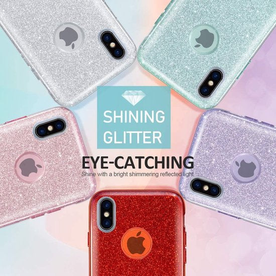 Samsung Galaxy A21S Hoesjes – Glitters TPU Siliconen Backcover – BlingBling Cover – Rood-Ilumina Benelux