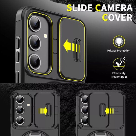 Samsung Galaxy A15 Hoesjes – Armor Tough Hybrid Backcover – MagSafe Ringstandaard – Schokbestendig – Zwart-Ilumina Benelux