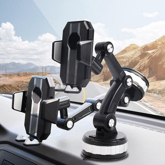 Telefoonhouder auto – Zuignap houder voor voorruit & dashboard – Stevige grip – 360° draaibaar – Zwart-Ilumina Benelux
