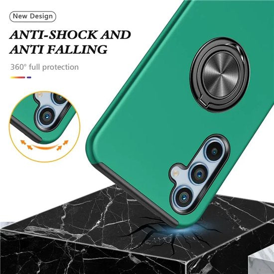 Samsung Galaxy A06 Hoesjes – Backcover met Vingerring – Grip & Standaard – Groen