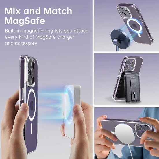 iPhone 15 Plus Hoesjes – Transparante Magnetische MagSafe Backcover – 2x Screenprotector – Camera Lens Protector – Helder-Ilumina Benelux