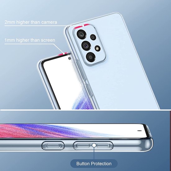 Samsung Galaxy A53 5G Hoesjes – Transparante Siliconen Backcover – 2x Screenprotector Gehard Glas – Anti-kras-Ilumina Benelux