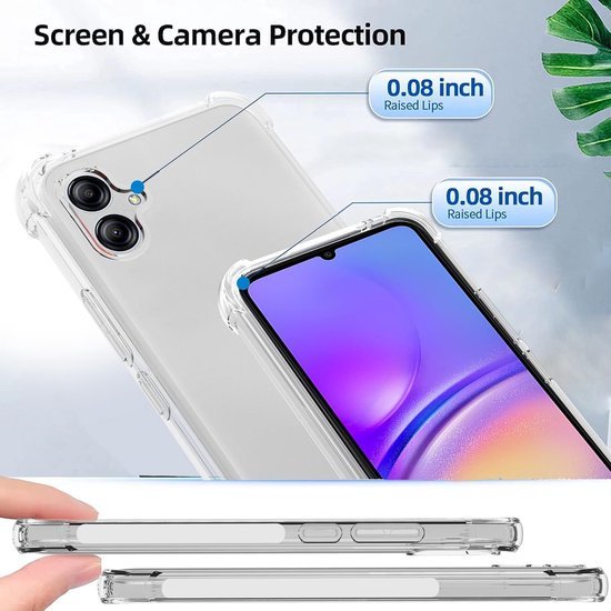 Samsung Galaxy A05 Hoesjes – Anti-Shock Siliconen Backcover – Schokbestendig – 2x Screenprotector Gehard Glas-Ilumina Benelux