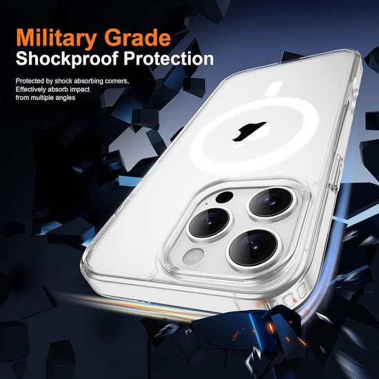 iPhone 16 Pro Hoesjes – Magnetische Magsafe Backcover – 2x Screenprotector – Camera Lens Protector – Transparant-Ilumina Benelux