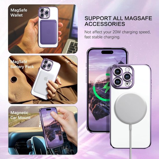 iPhone 14 Plus Hoesjes – MagSafe Compatible Backcover – Ingebouwde Camerabescherming – Paars-Ilumina Benelux
