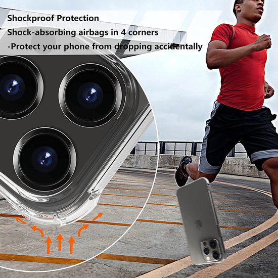 iPhone 14 Hoesjes – Anti-Shock Siliconen Backcover – 3x Screenprotector Gehard Glas – Transparant-Ilumina Benelux
