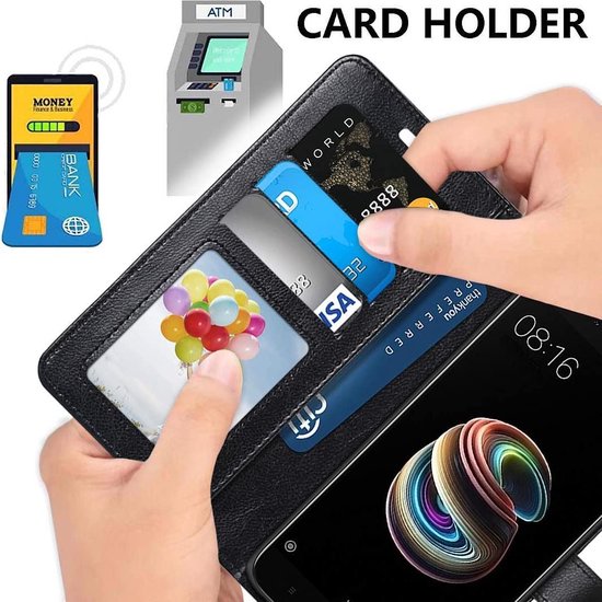 Motorola Moto G8 Plus Hoesjes – Portemonnee Book Case – Pasjeshouder – Magneetsluiting – Zwart