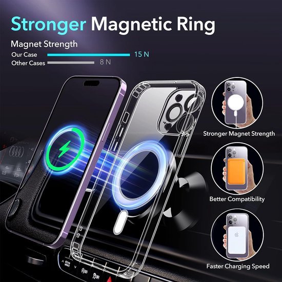 iPhone 15 Hoesjes – MagSafe Compatibel – Magnetische Backcover – Camera Lens Protector – Schokbestendig – Zwart-Ilumina Benelux