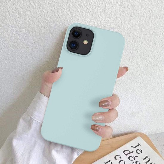 iPhone 12 Pro Max Hoesjes – Liquid Silicone Backcover – Soft Touch TPU – Inclusief Screenprotector – Mint-Ilumina Benelux