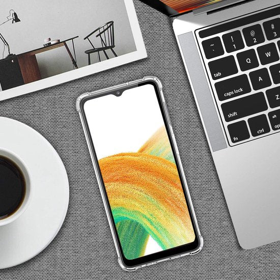 Samsung Galaxy A33 5G Hoesjes – Siliconen Backcover – Schokbestendig – 2x Screenprotector Gehard Glas – Transparant-Ilumina Benelux