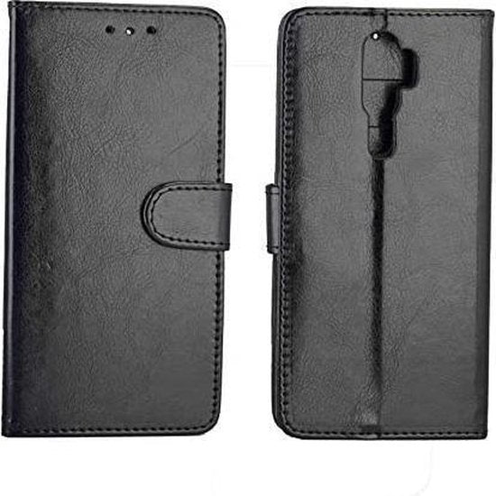 Oppo A9 2020/A5 2020 Hoesjes – Portemonnee Book Case – Pasjeshouder – 2x Gehard Glas Screenprotector – Zwart-Ilumina Benelux